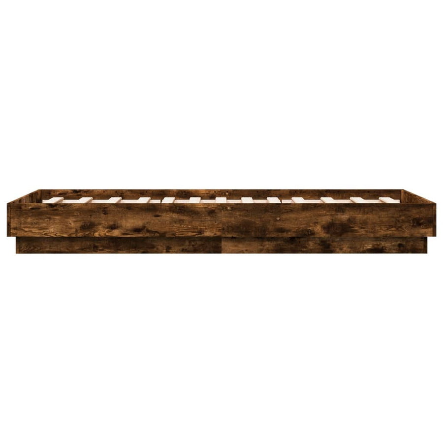 Bedframe bewerkt hout gerookt eikenkleurig 90x190 cm
