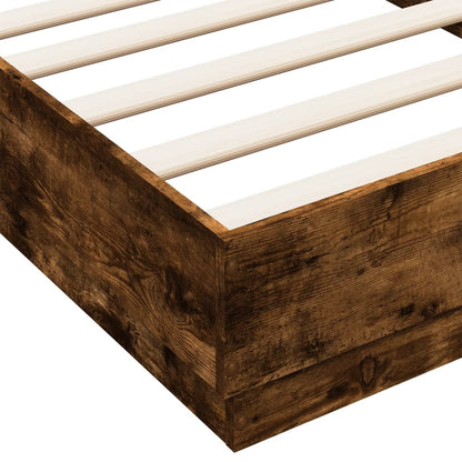 Bedframe bewerkt hout gerookt eikenkleurig 90x190 cm