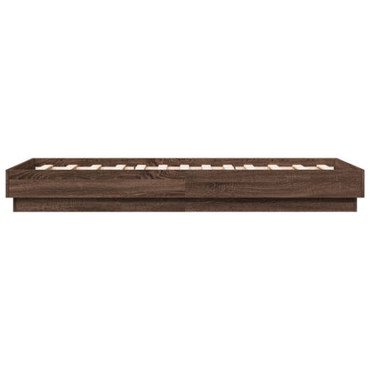 Bedframe bewerkt hout bruin eikenkleur 90x190 cm