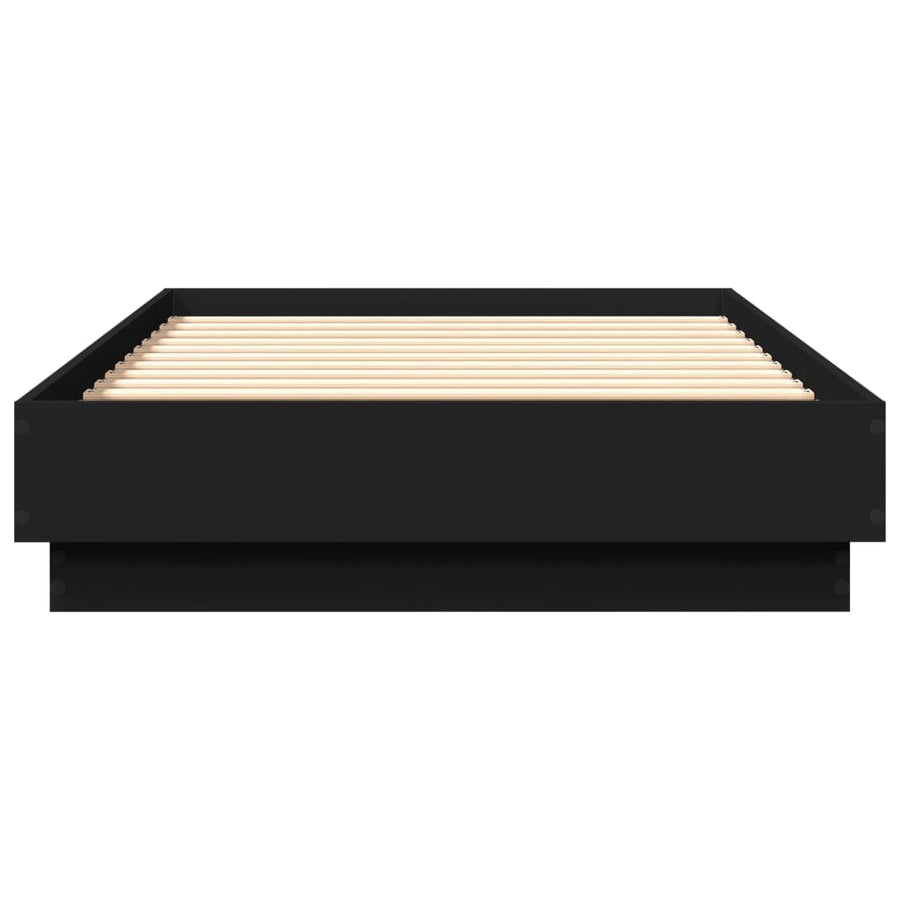 Bedframe bewerkt hout zwart 75x190 cm