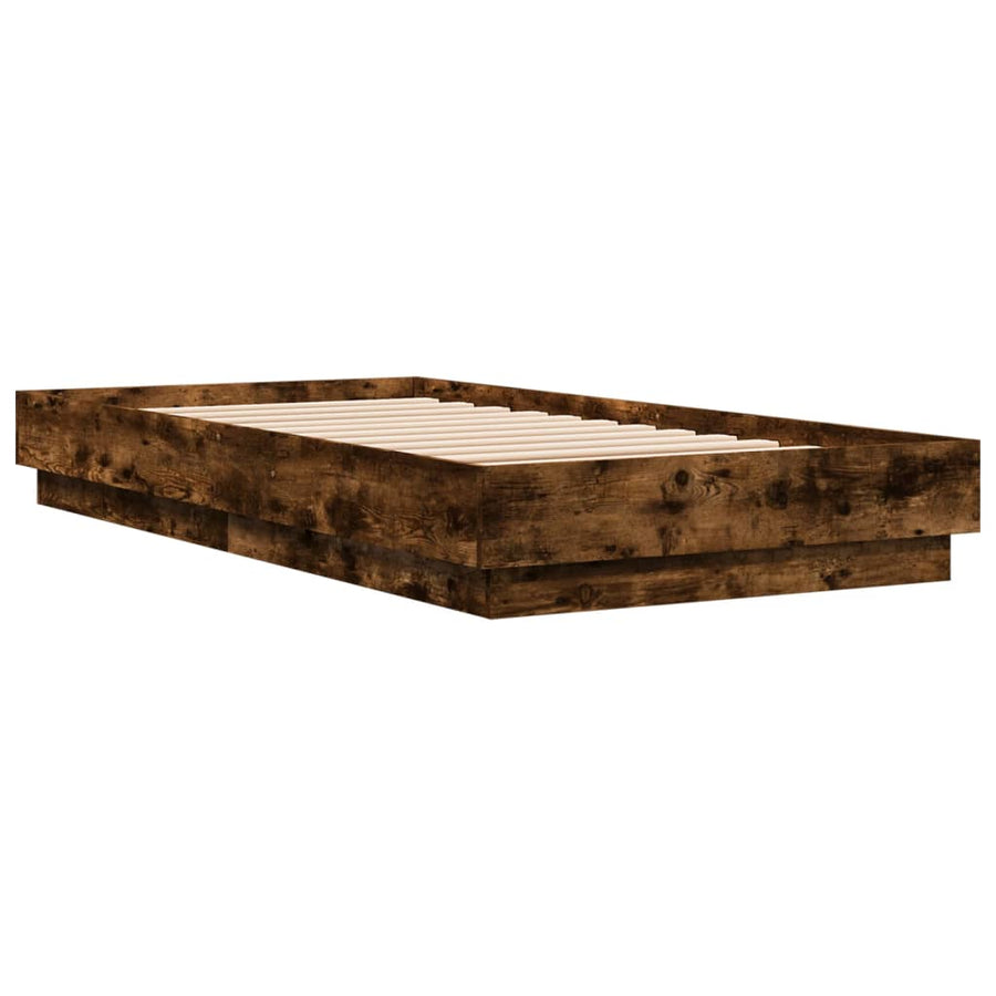 Bedframe bewerkt hout gerookt eikenkleurig 75x190 cm
