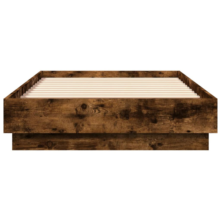 Bedframe bewerkt hout gerookt eikenkleurig 75x190 cm