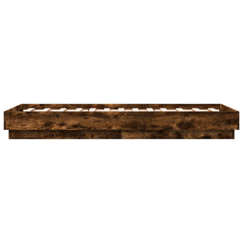 Bedframe bewerkt hout gerookt eikenkleurig 75x190 cm