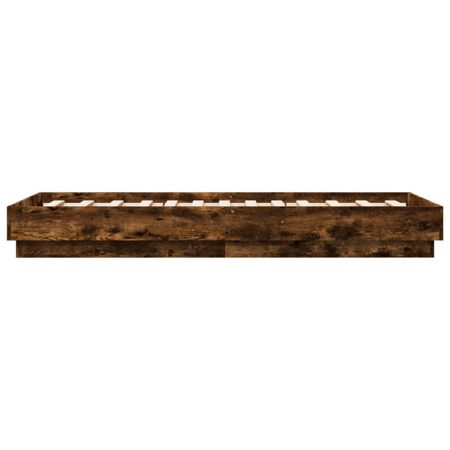 Bedframe bewerkt hout gerookt eikenkleurig 75x190 cm