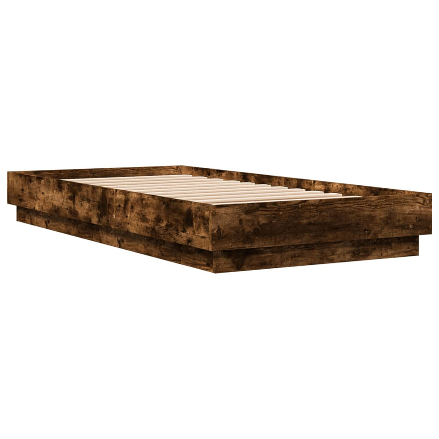 Bedframe bewerkt hout gerookt eikenkleurig 75x190 cm