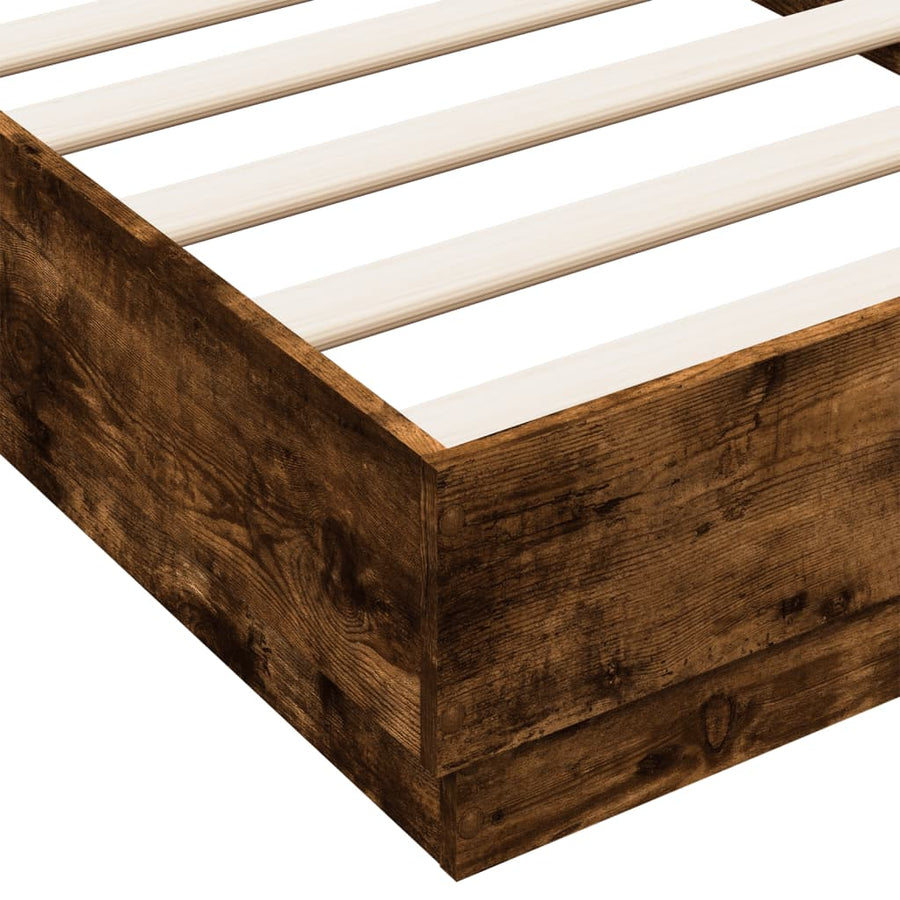 Bedframe bewerkt hout gerookt eikenkleurig 75x190 cm