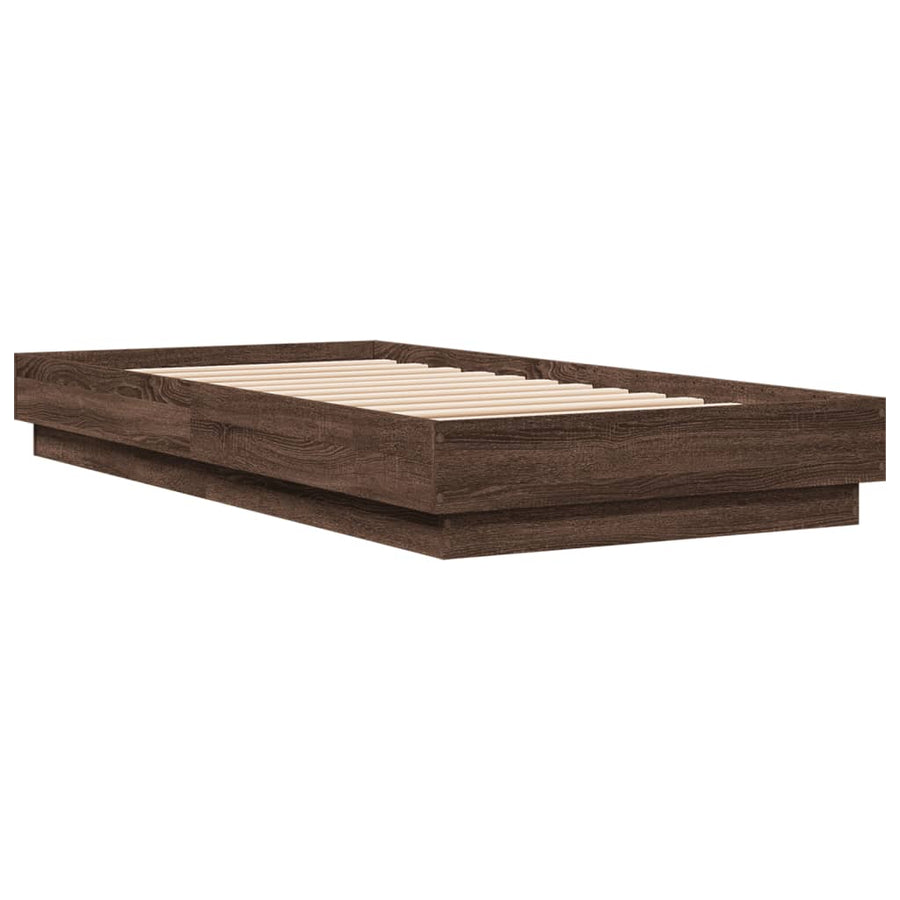 Bedframe bewerkt hout bruin eikenkleur 75x190 cm