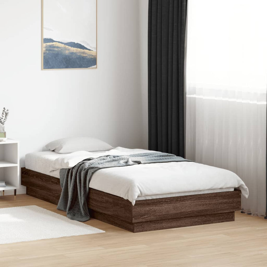 Bedframe bewerkt hout bruin eikenkleur 75x190 cm