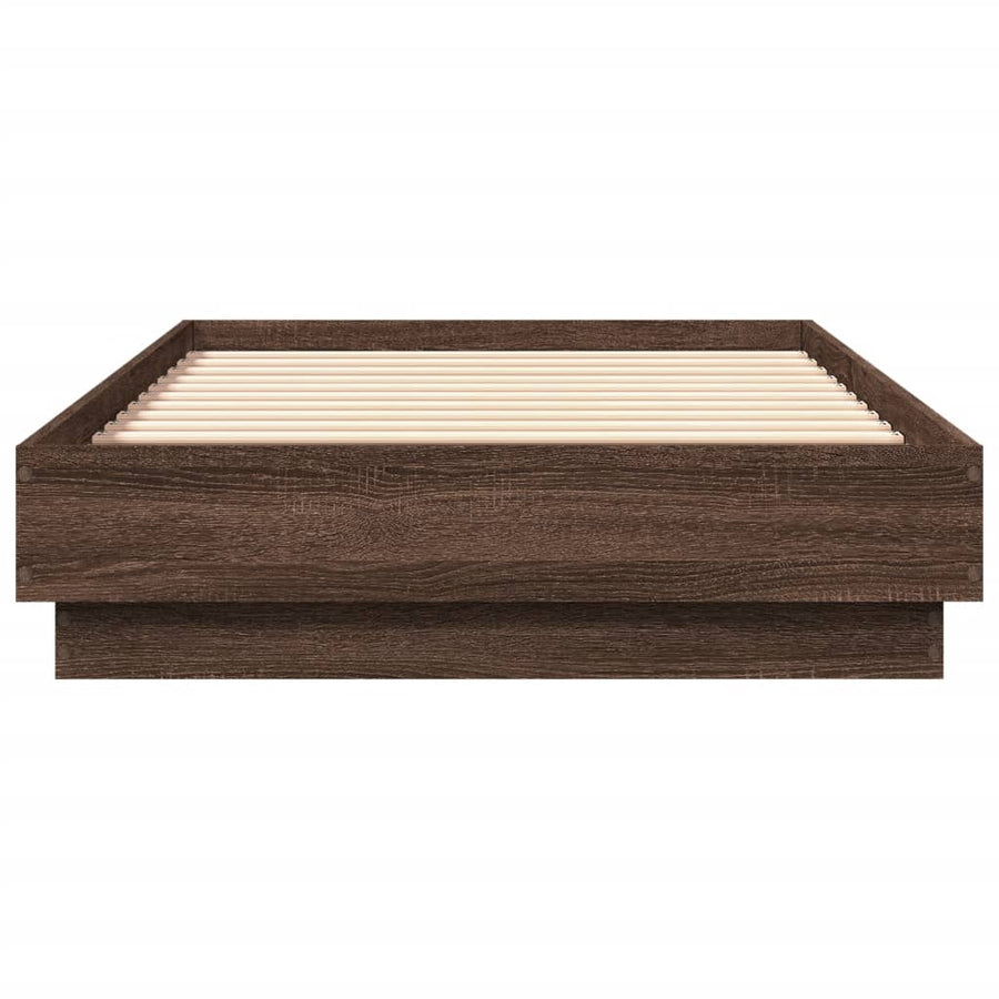 Bedframe bewerkt hout bruin eikenkleur 75x190 cm