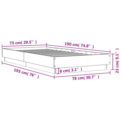 Bedframe bewerkt hout bruin eikenkleur 75x190 cm