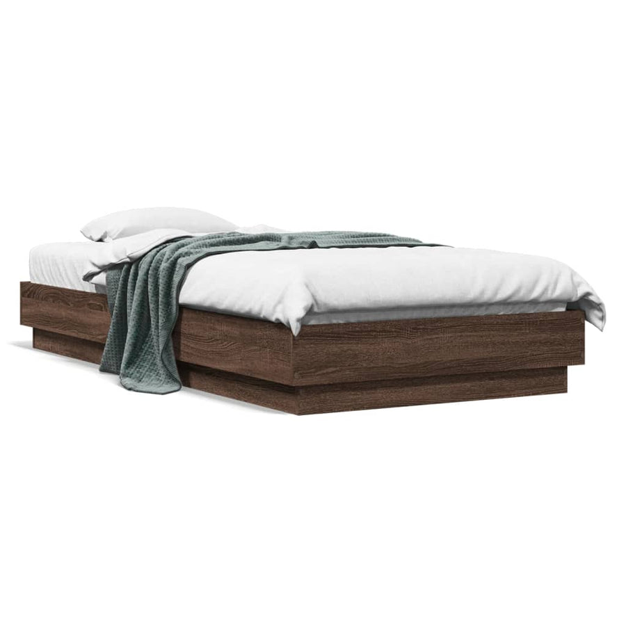 Bedframe bewerkt hout bruin eikenkleur 75x190 cm