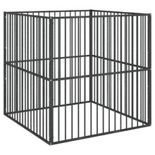 Hondenkennel 4 Panelen Gepoedercoat Staal Zwart