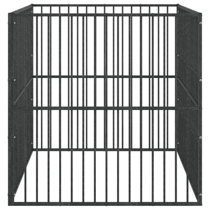Hondenkennel 4 Panelen Gepoedercoat Staal Zwart