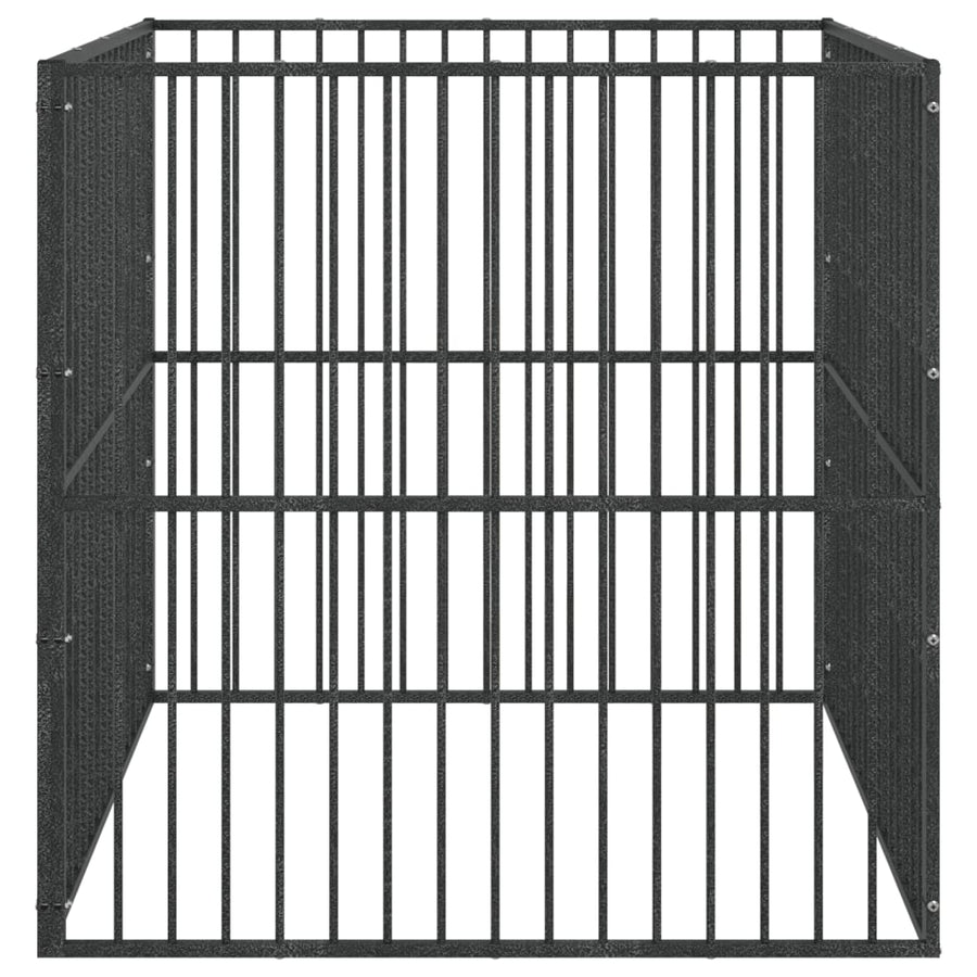 Hondenkennel 4 Panelen Gepoedercoat Staal Zwart