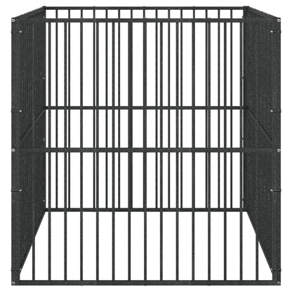 Hondenkennel 4 Panelen Gepoedercoat Staal Zwart