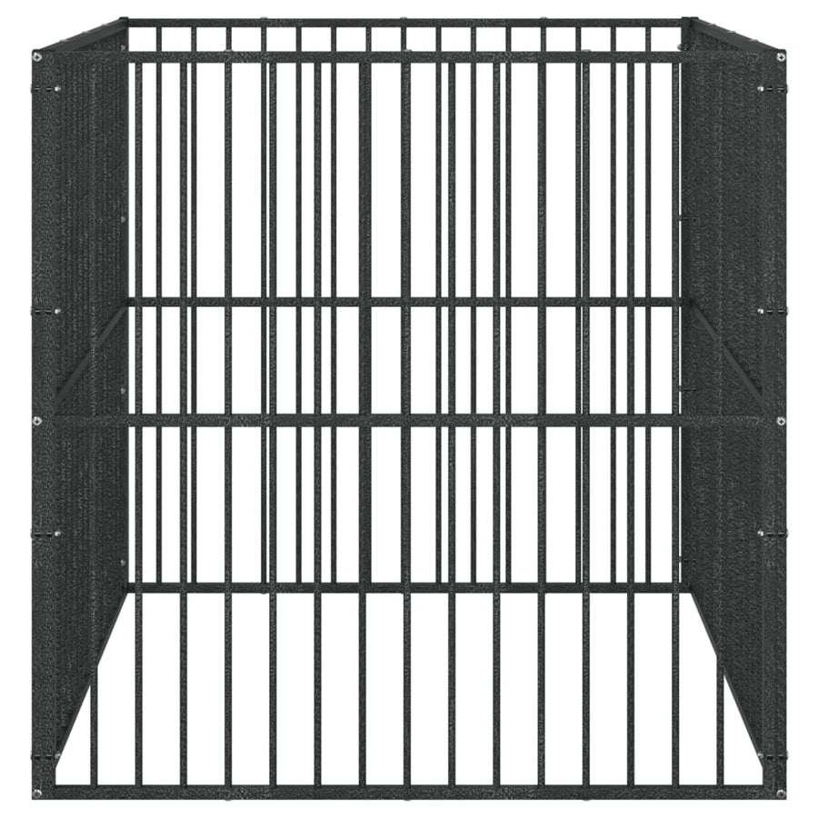 Hondenkennel 4 Panelen Gepoedercoat Staal Zwart