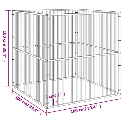 Hondenkennel 4 Panelen Gepoedercoat Staal Zwart