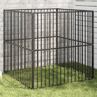 Hondenkennel 4 Panelen Gepoedercoat Staal Zwart