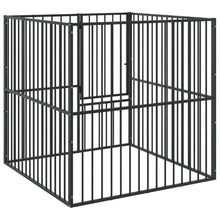 Hondenkennel 4 Panelen Gepoedercoat Staal Zwart