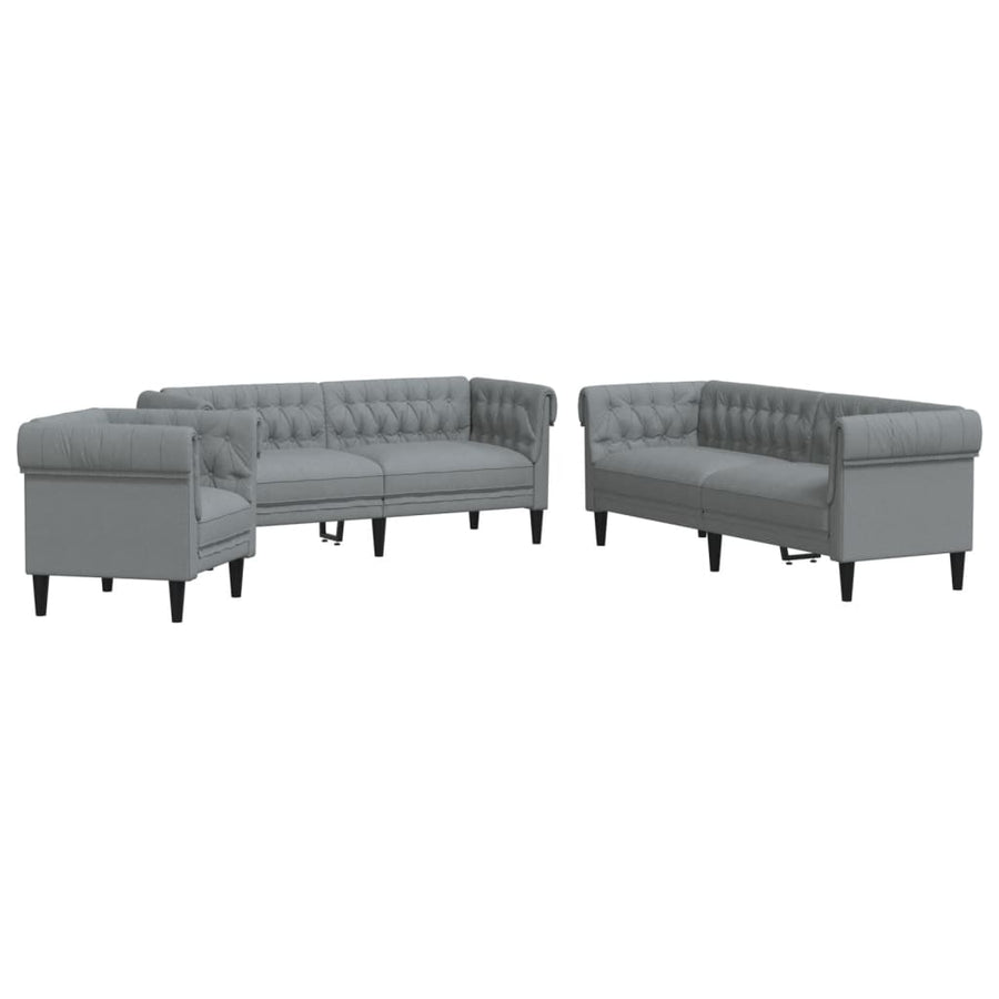 3-Delige Loungeset Stof Lichtgrijs