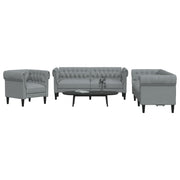 Loungeset 3-delig stof lichtgrijs