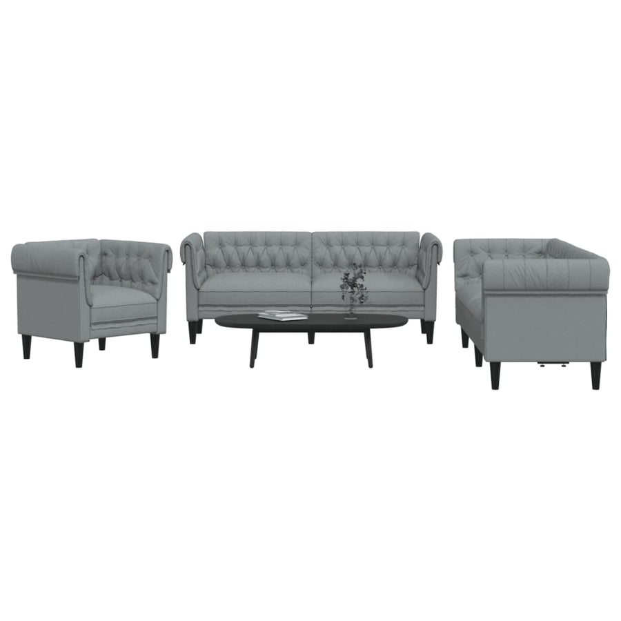 3-Delige Loungeset Stof Lichtgrijs