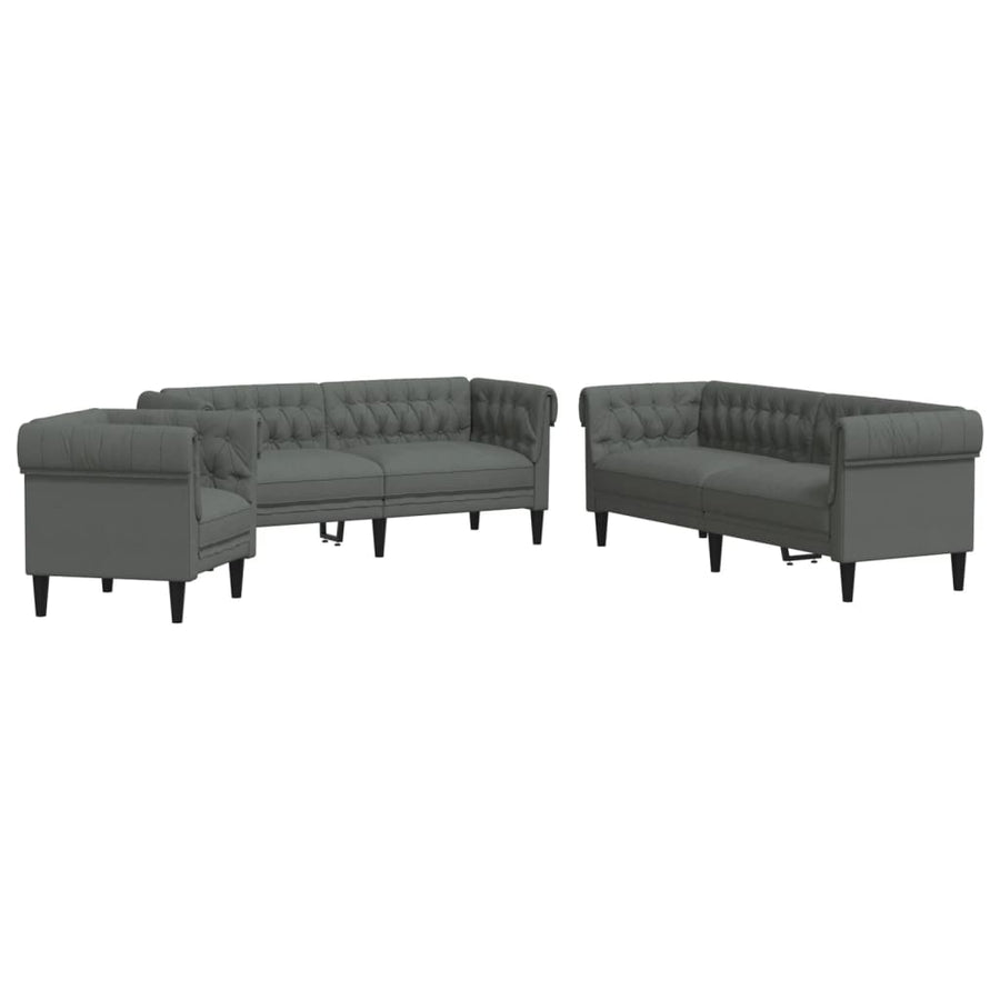 3-Delige Loungeset Stof Donkergrijs