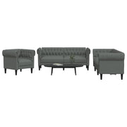 Loungeset 3-delig stof donkergrijs