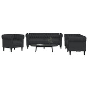 Loungeset stof 3-delig zwart