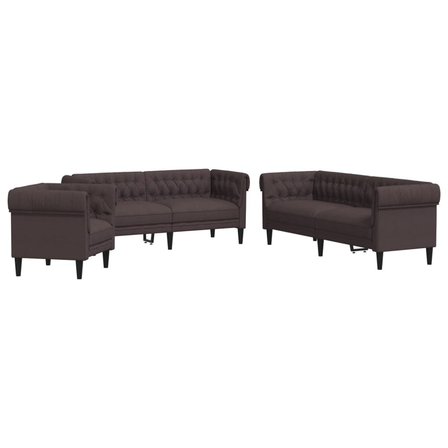 3-delige Loungeset stof donkerbruin