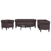 Loungeset 3-delig stof donkerbruin