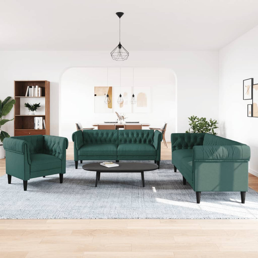3-Delige Loungeset Stof Donkergroen