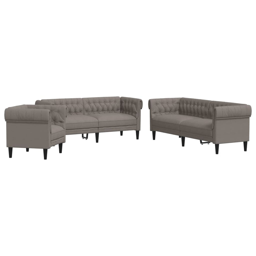 3-Delige Loungeset Stof Taupe Groen