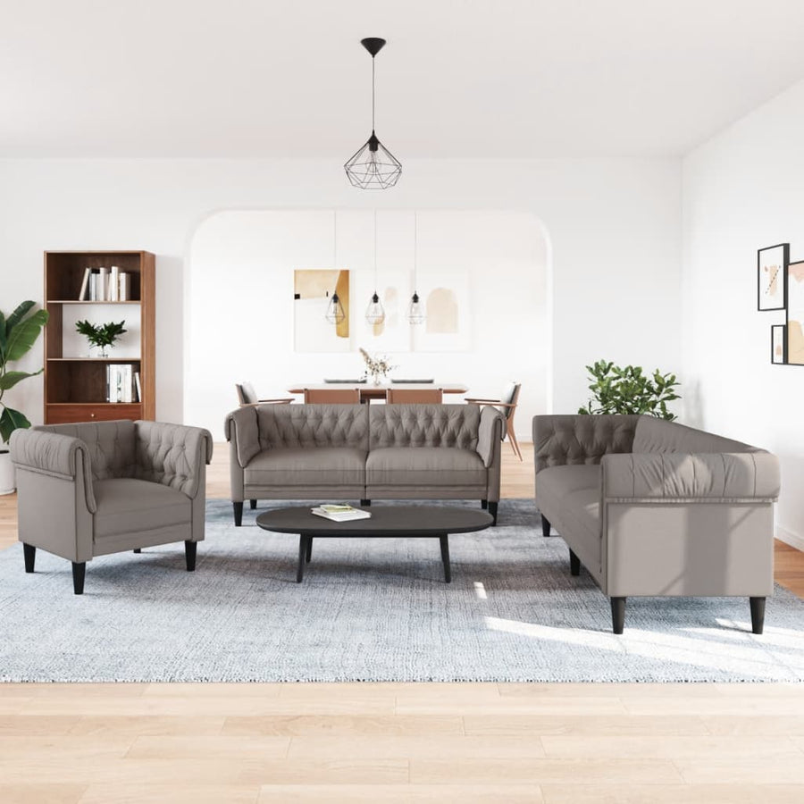 3-Delige Loungeset Stof Taupe Groen