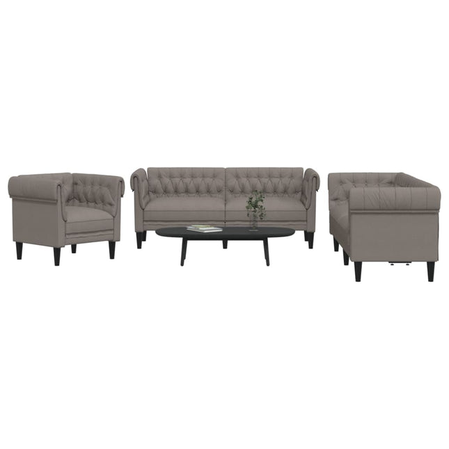 3-Delige Loungeset Stof Taupe Groen