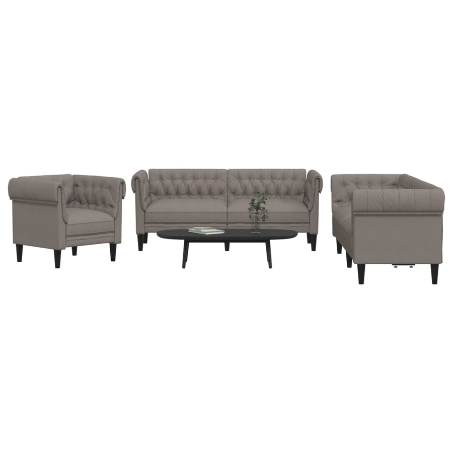 3-Delige Loungeset Stof Taupe Groen