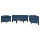 3-Delige Loungeset Stof Blauw