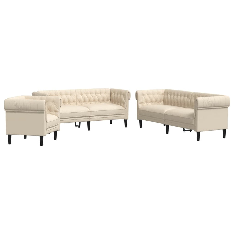 3-Delige Loungeset Stof Crèmekleurig