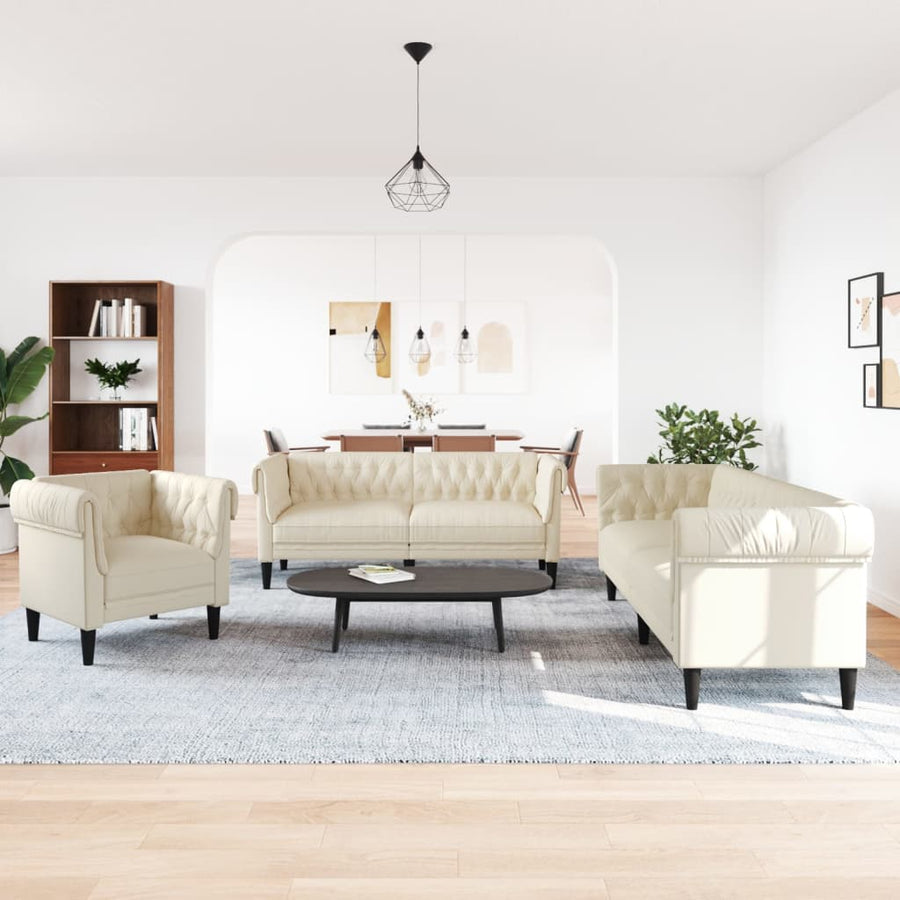 3-Delige Loungeset Stof Crèmekleurig