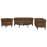 Loungeset stof 3-delig bruin