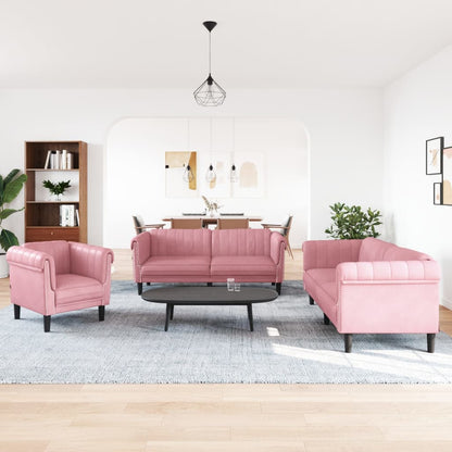 3-delige Loungeset fluweel roze