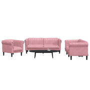 Loungeset 3-delig fluweel roze