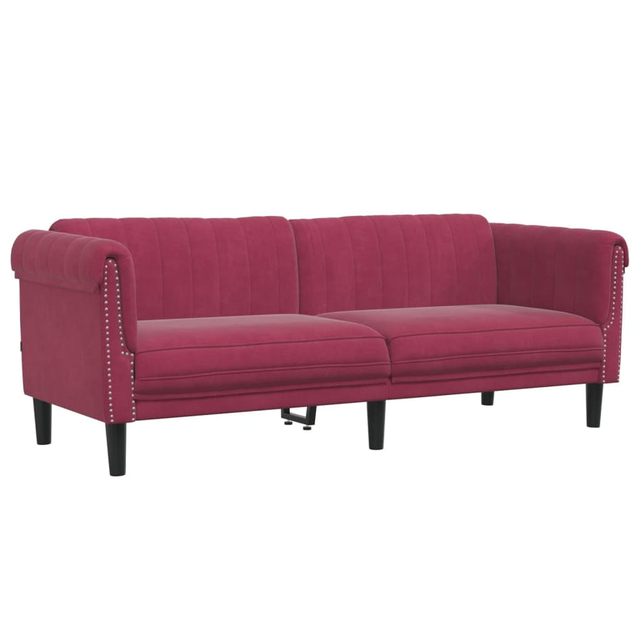 3-delige Loungeset fluweel wijnrood