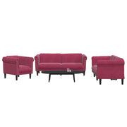 Loungeset 3-delig fluweel wijnrood