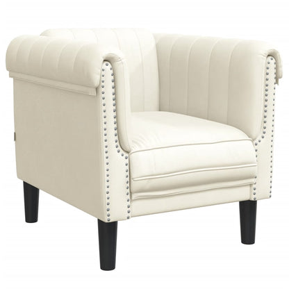 3-delige Loungeset fluweel crèmekleurig