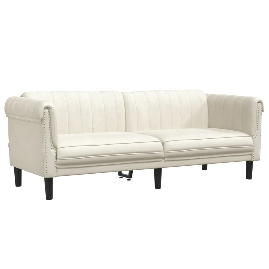 3-delige Loungeset fluweel crèmekleurig