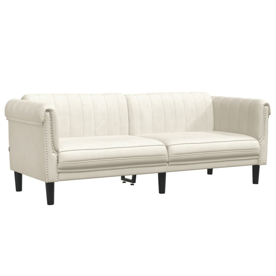 3-delige Loungeset fluweel crèmekleurig