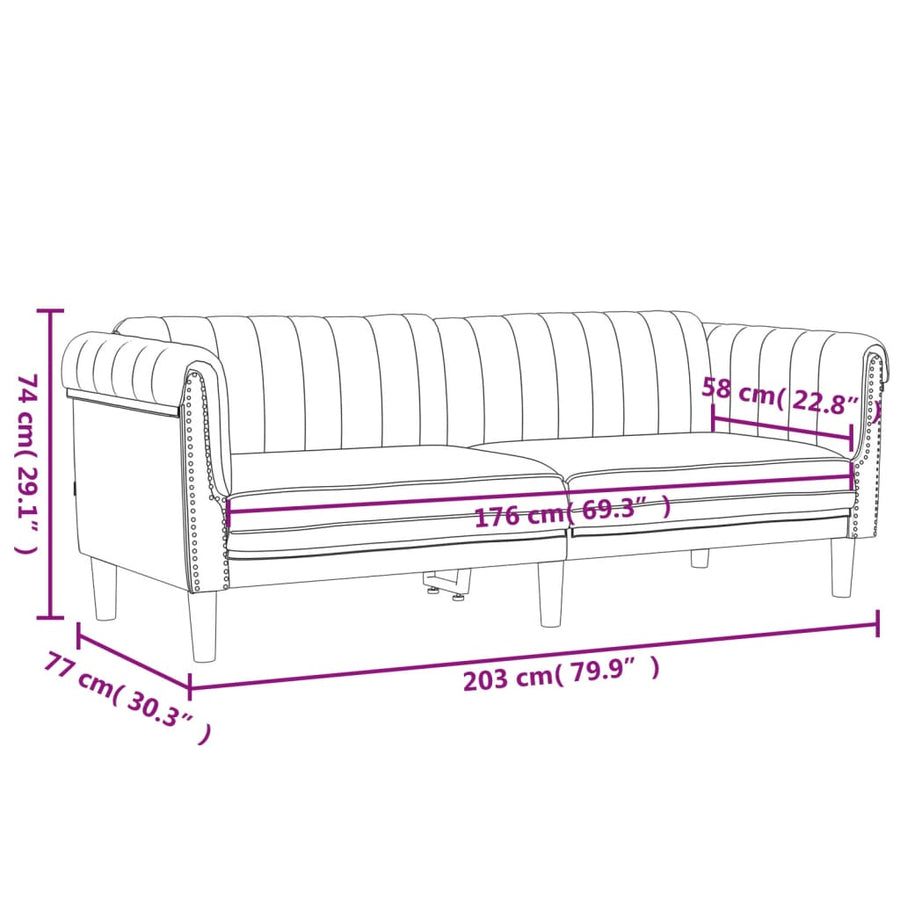 3-delige Loungeset fluweel crèmekleurig