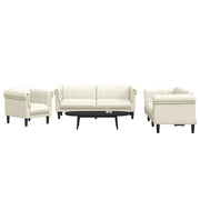 Loungeset 3-delig fluweel crèmekleurig