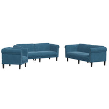 3-delige Loungeset fluweel blauw